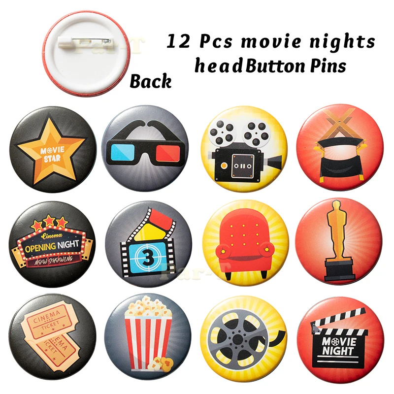 100Pcs Movie Night Party Supplies Kit Theater Element Bracelet Keychain Badge Classic Film Photo Wall Decor Party Gift for Teens