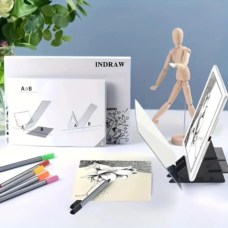 2pcs Transparent Drawing Board with Stand - 19.99cm Projection Screen,Tracing Light Box for Sketching Painting Art Craft