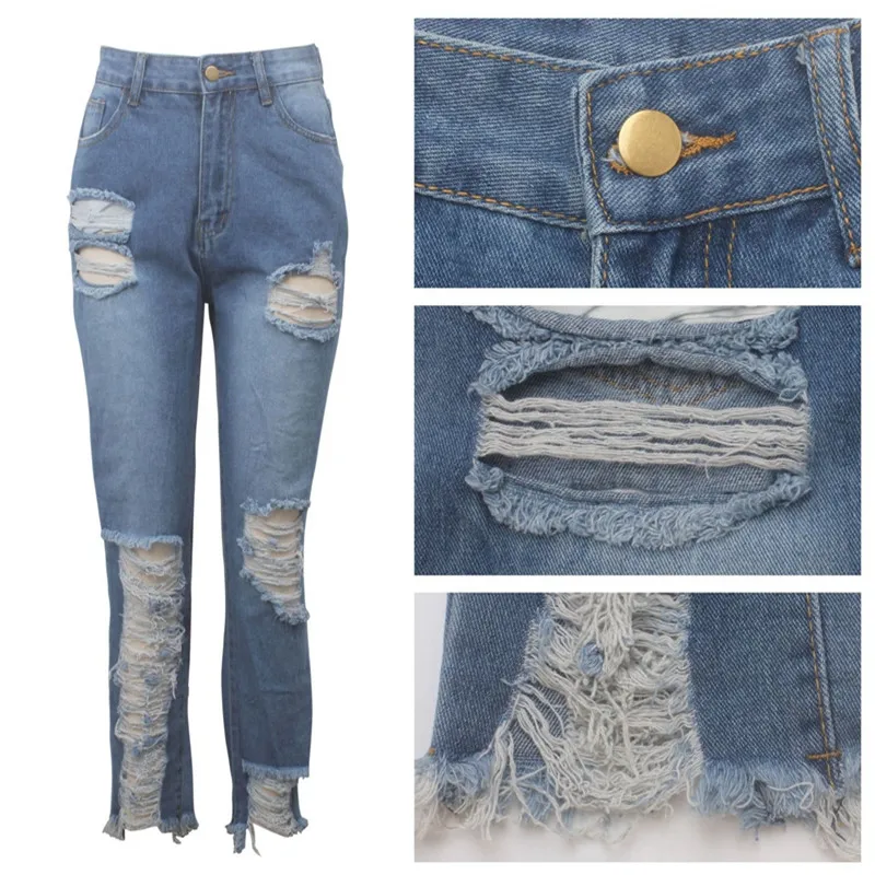 

Stretch Push Up Jeans New Casual Skinny Sexy Hole Ripped Jeans Trousers Boyfriend Jeans Women High Waisted Pencil Denim Pants