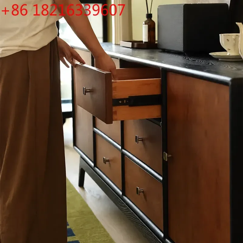 YAO American Solid Wood Chest Retro Locker Porch Cabinet Living Room Storage Antique Side Cabinet Color Matching Chest