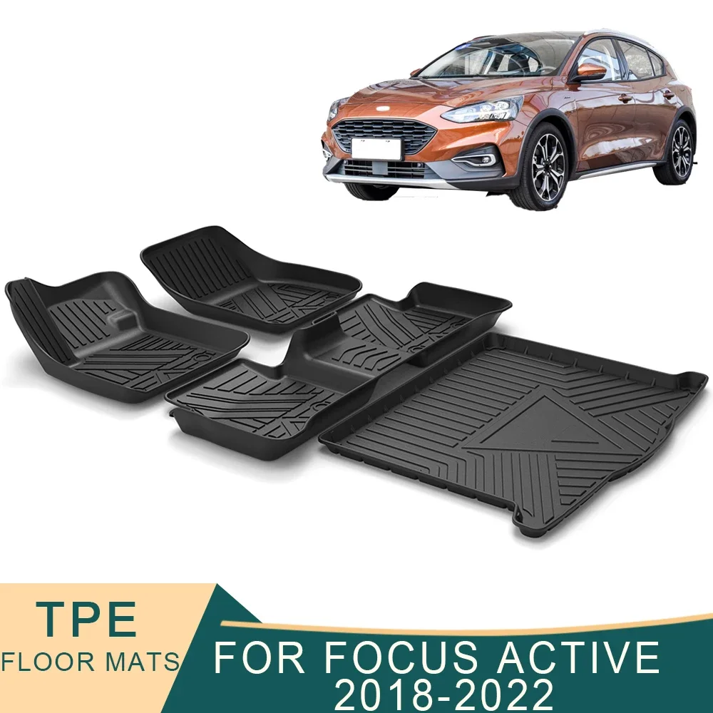 For Ford Focus Active Tourer G4 2018-2022 Hatchback Car Floor Mats All-Weather TPE Foot Mats Pad Waterproof Tray Mat Accessory