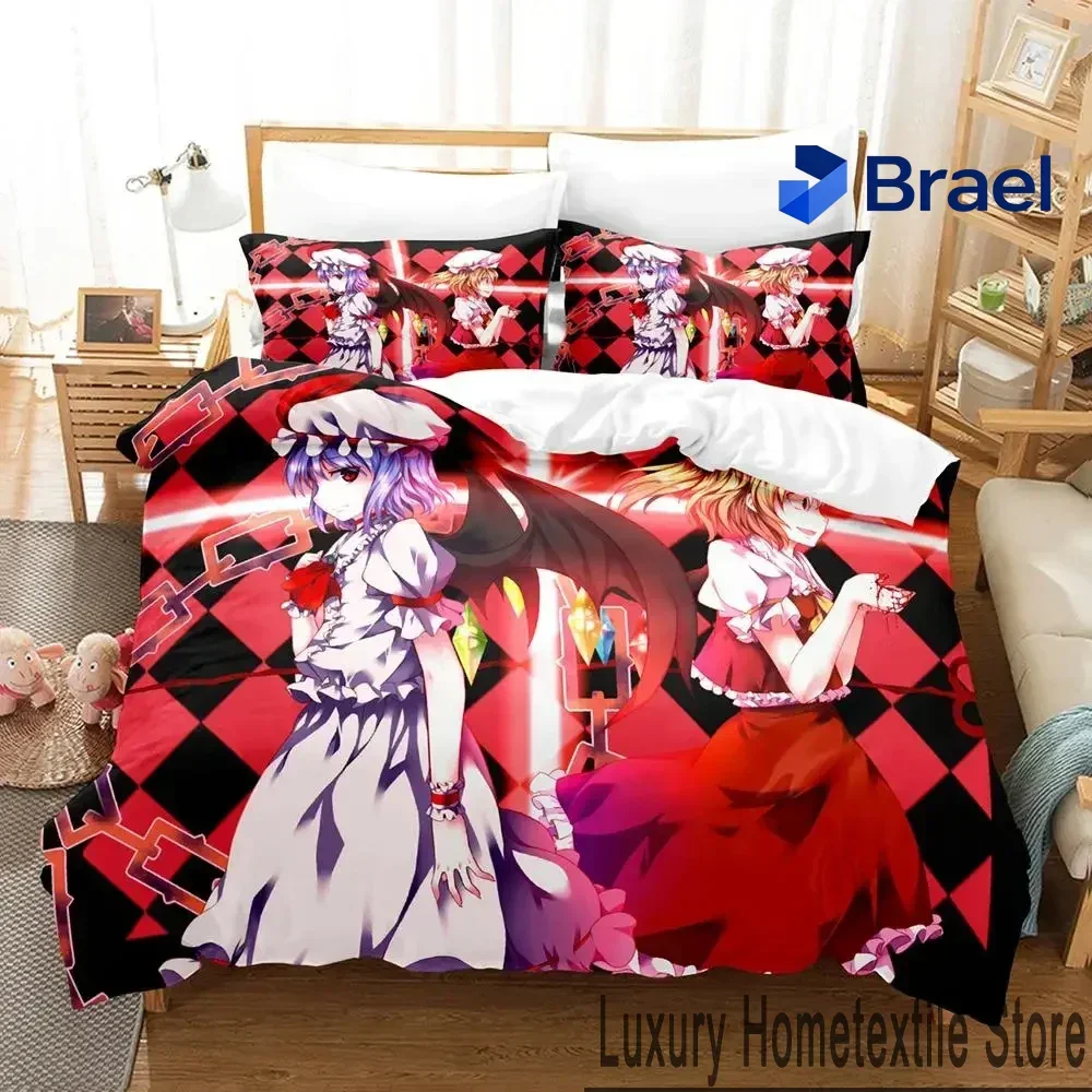 Exquisite Touhou Project Remilia Scarlet Anime Bedding Set,Duvet Cover Bed Set Quilt Cover Pillowcase,King Queen Twin Size Boys