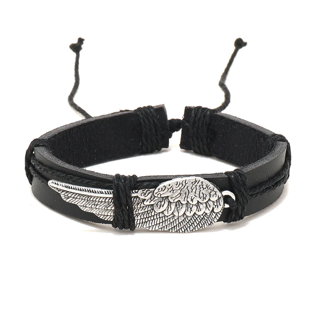 4pcs Vintage Woven Leather Bracelets For Men Retro Feather Twists Rope Chain Braided Leather Bracelets Gifts For Friend