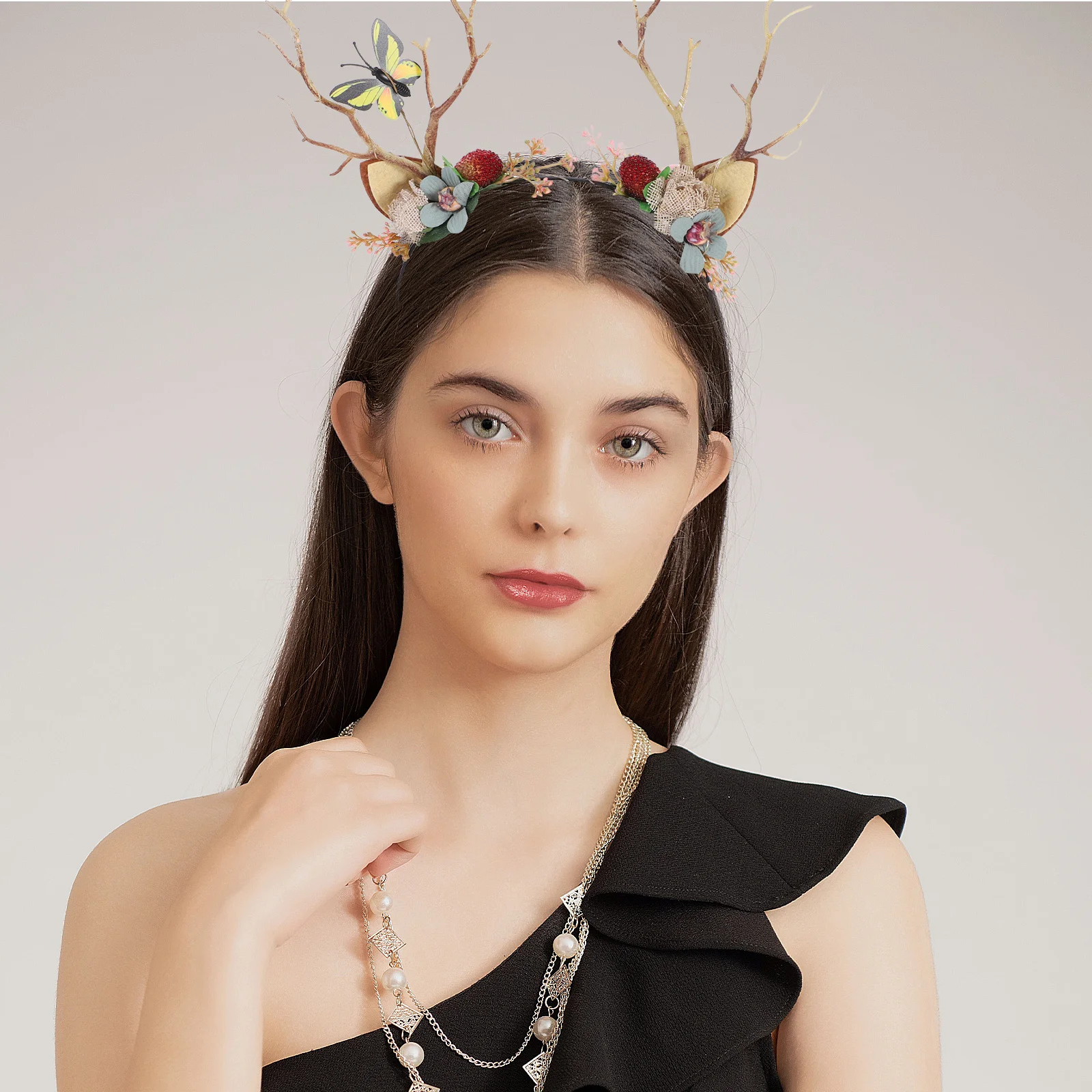 1 set di rami fascia orecchie da elfo accessorio cosplay puntelli per costumi da festa di Halloween corna di fata orecchie per capelli in corno