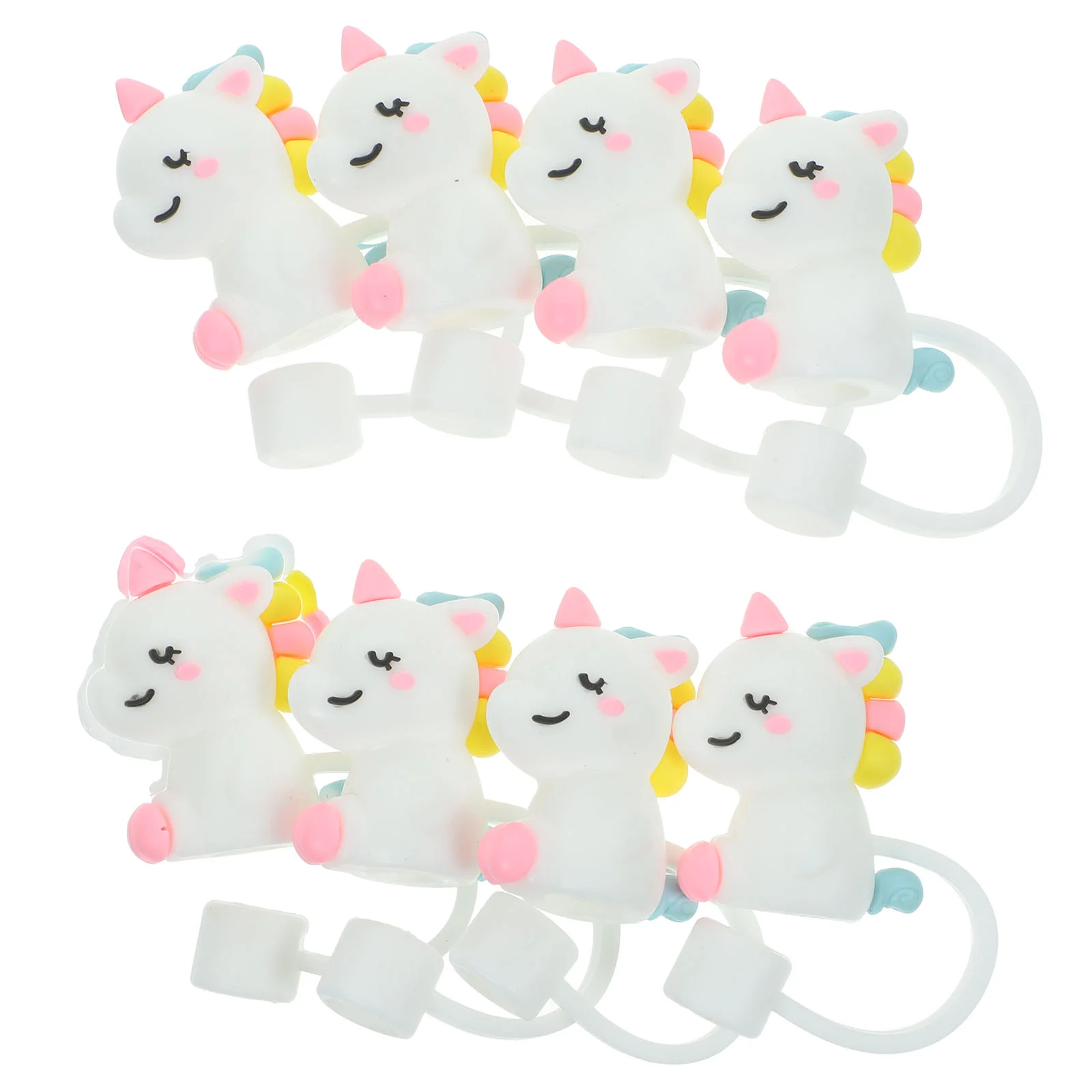 

8 Pcs Unicorn Straw Plugs Coffee Straws Silicone Covers Cap Soft Rubber Protectors Silica Gel Tips