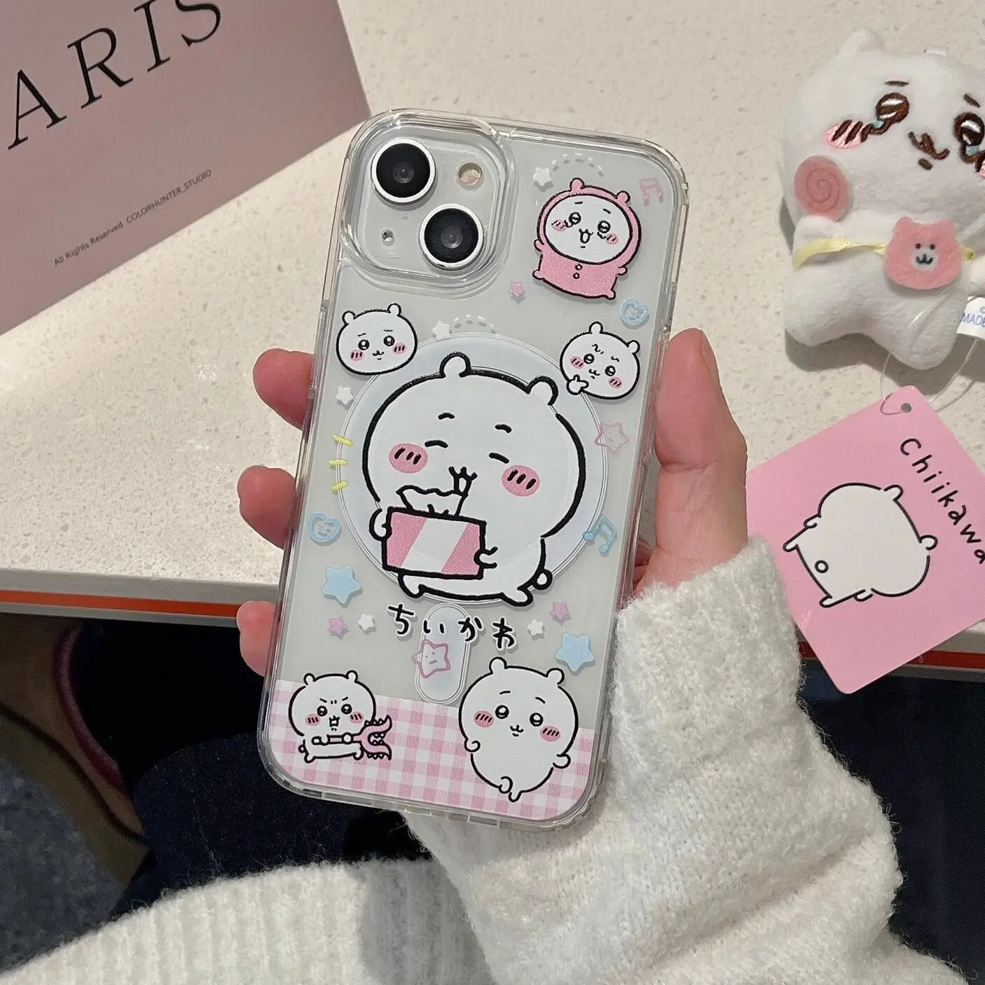 Cute Cartoon Anime Chiikawa Magnetic Holder Magsafe Wireless Charge Phone Case For iPhone 17 16 15 14 13 12 11 Pro Max Cover view 3