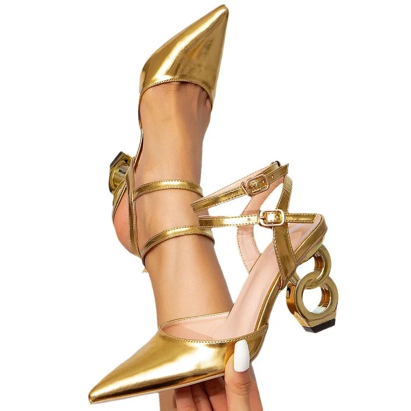 

Women's Gold Pointed Toe High Heels European & American Style Fashion Stiletto Pumps Minimalist Casual Dress Shoes for Party