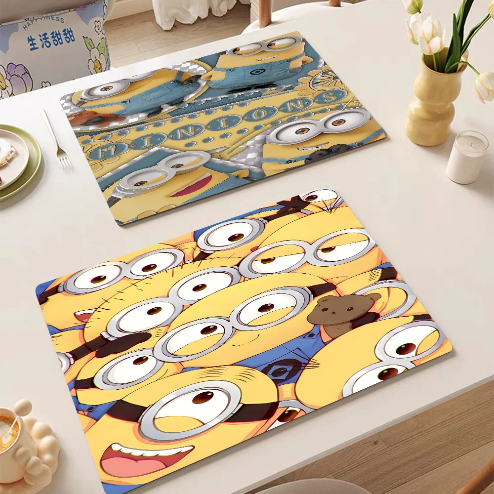 Cartoon L-Lovely Cute M-Minions Kitchen Drainage Mat Retro Style Dish Drying Pads Absorbent Placemats Drainer Tableware Mats