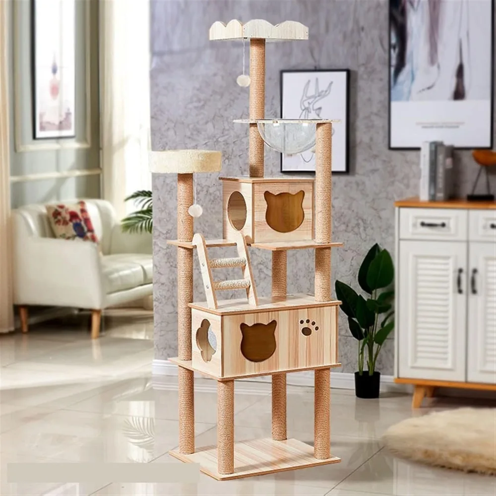 Cat Tree for Large Cat,Luxury Cat Tower Furniture for Home Climbing Frame,Scratching Post for Cat,Transparent cat Vision