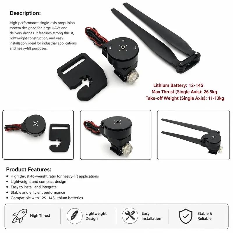 High Thrust 26kg Integrated Motor Power Kit 36190 Propeller Blade Set Replacement Spare Parts Compatible With Drone