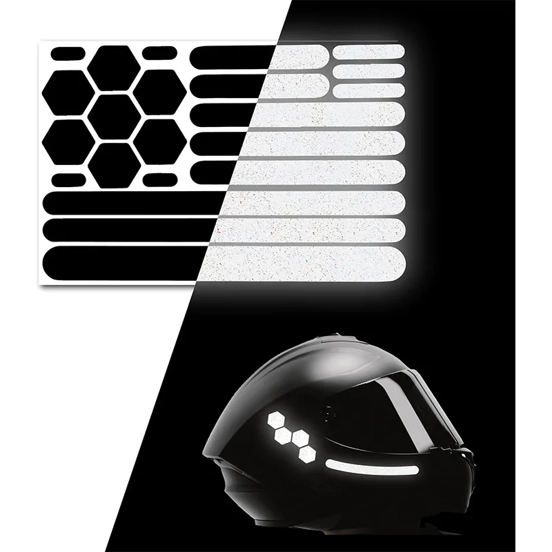 Motorcycle Bicycle Black Helmet Warning Reflective Tape Stickers Night Safety Driving Fluorescent Decorative Sticker Car Decal