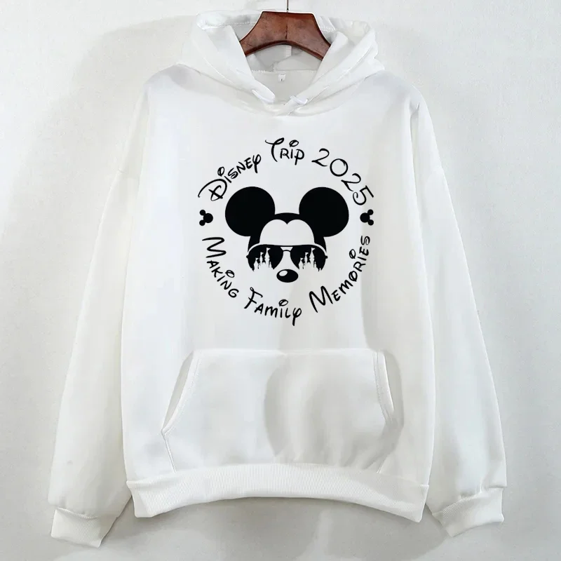 Kawaii Cartoon 2025 Disney Family Vacation Printed Hoodies Women Harajuku Pullovers Tops Unisex Casual Long Sleeves Sweatshirt