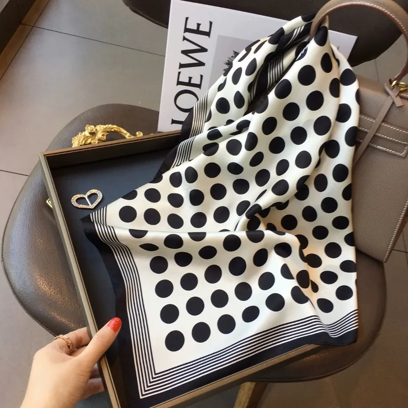 

70*70cm Lady Dots Satin Scarf Female Silk Square Scarves Head Wraps for Women Bandana Fashion Foulard Shawls Female Neckerchief