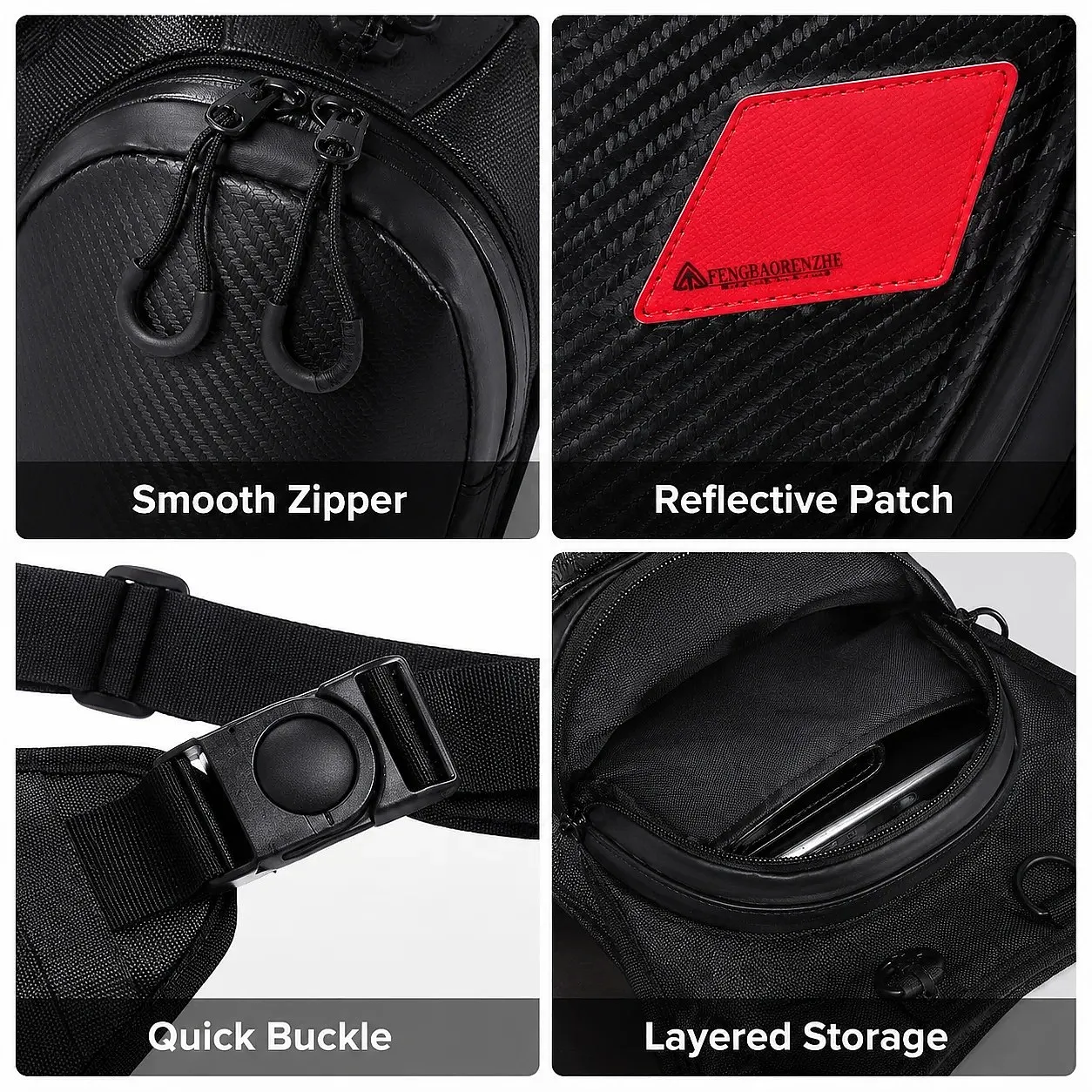 ALBERS Motorcycle Leg Bag Reflective Thigh Pack Water Resistant Expandable Multi Pocket Quick Release Waist Bag