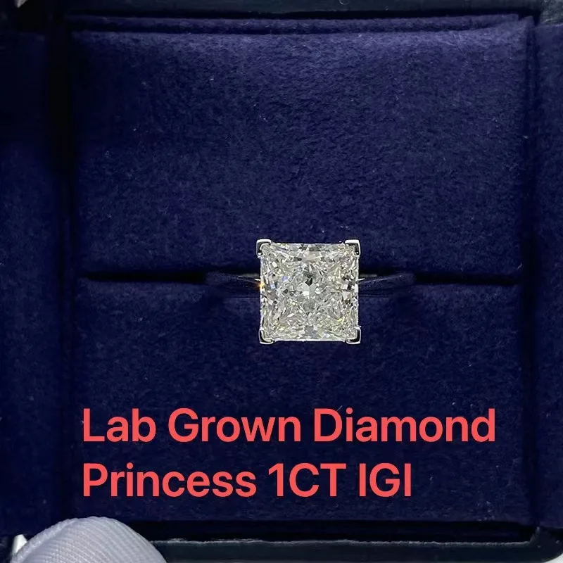 

IGI Certificate 14k White Gold 1.0CT DE Color VS-VVS Princess Cut CVD HPHT Lab Grown Diamond Jewelry Diamond Engagement Ring