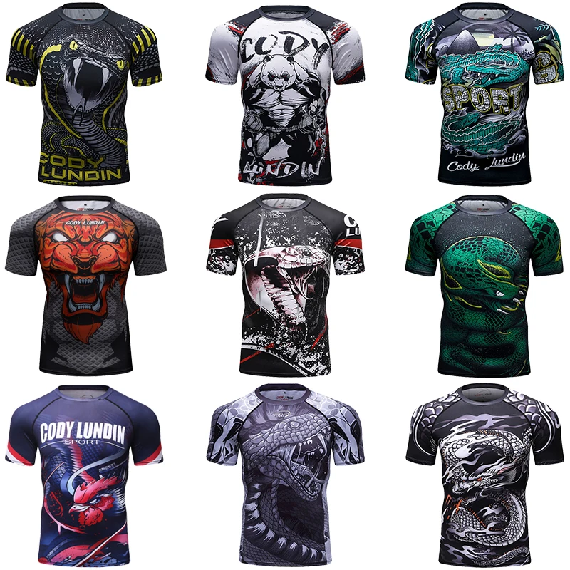 Wholesale Custom Label Rashguards For Men Brazilian No Gi Grappling T-Shirts MMA Wrestling Fitting Sportswear With Anti-Friction