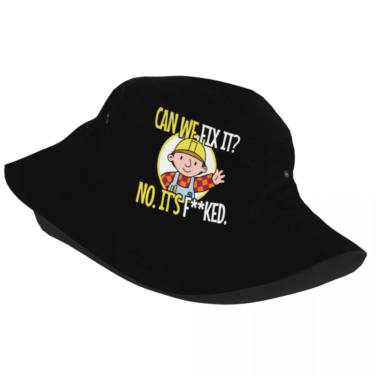 Bucket Hats Bob The Builder Can We Fix It Headwear Foldable Outdoor Fishing Cap Funny Repair Man Session Hats Dropshipping