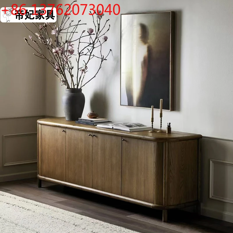 

French retro solid wood dining side cabinet living room storage cabinet hotel homestay locker American style