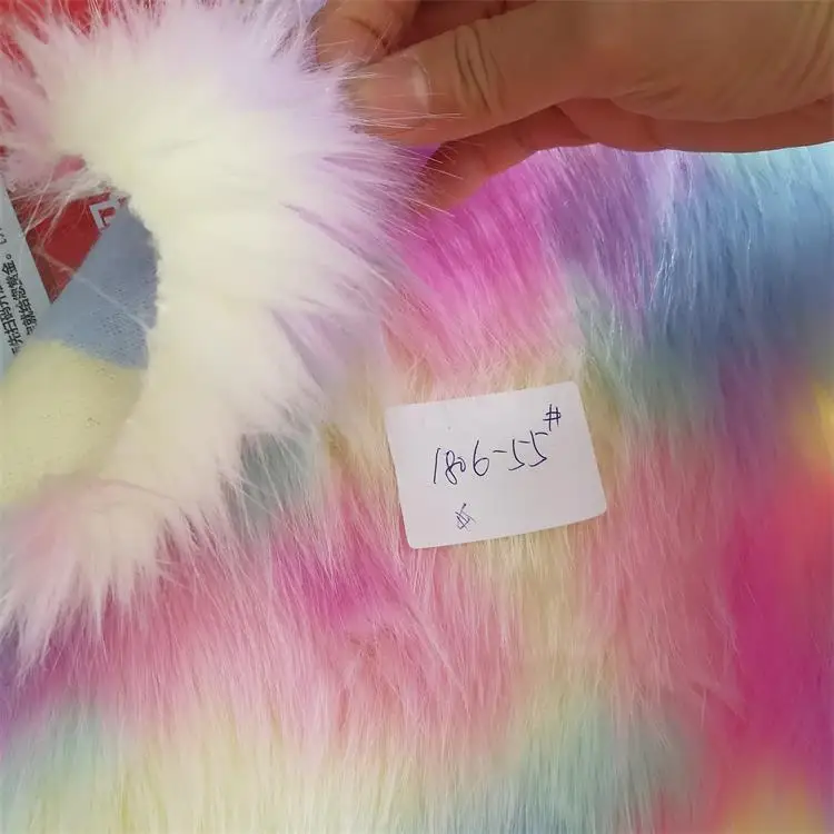 Jacquard plush Rainbow fox fur faux fur fabric,fabric for dolls,quilting fabric