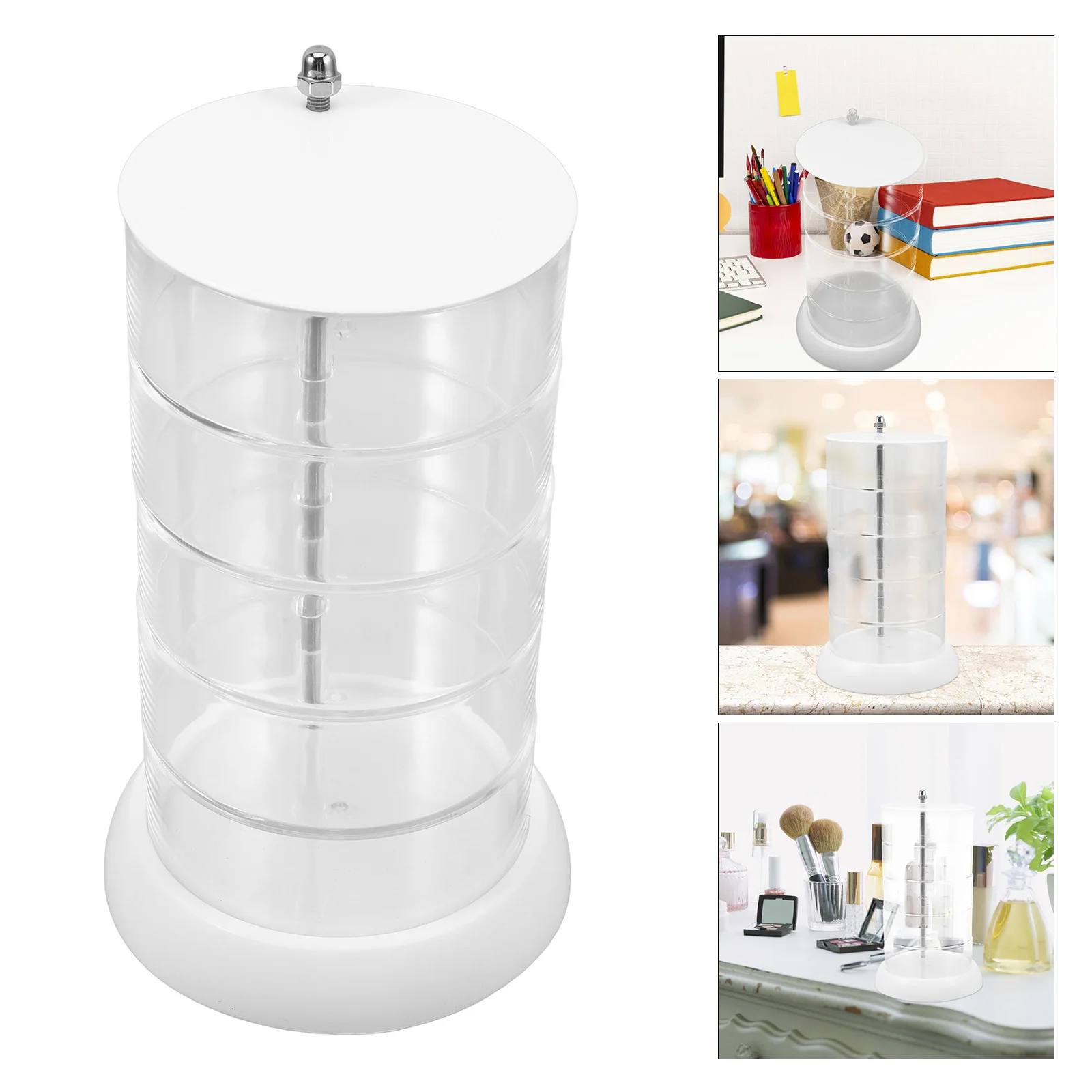 

5 Layer Rotating Storage Box Multifunctional Organizer For Trinkets Earrings Bracelets Perfume Figurines Display Rack Clear