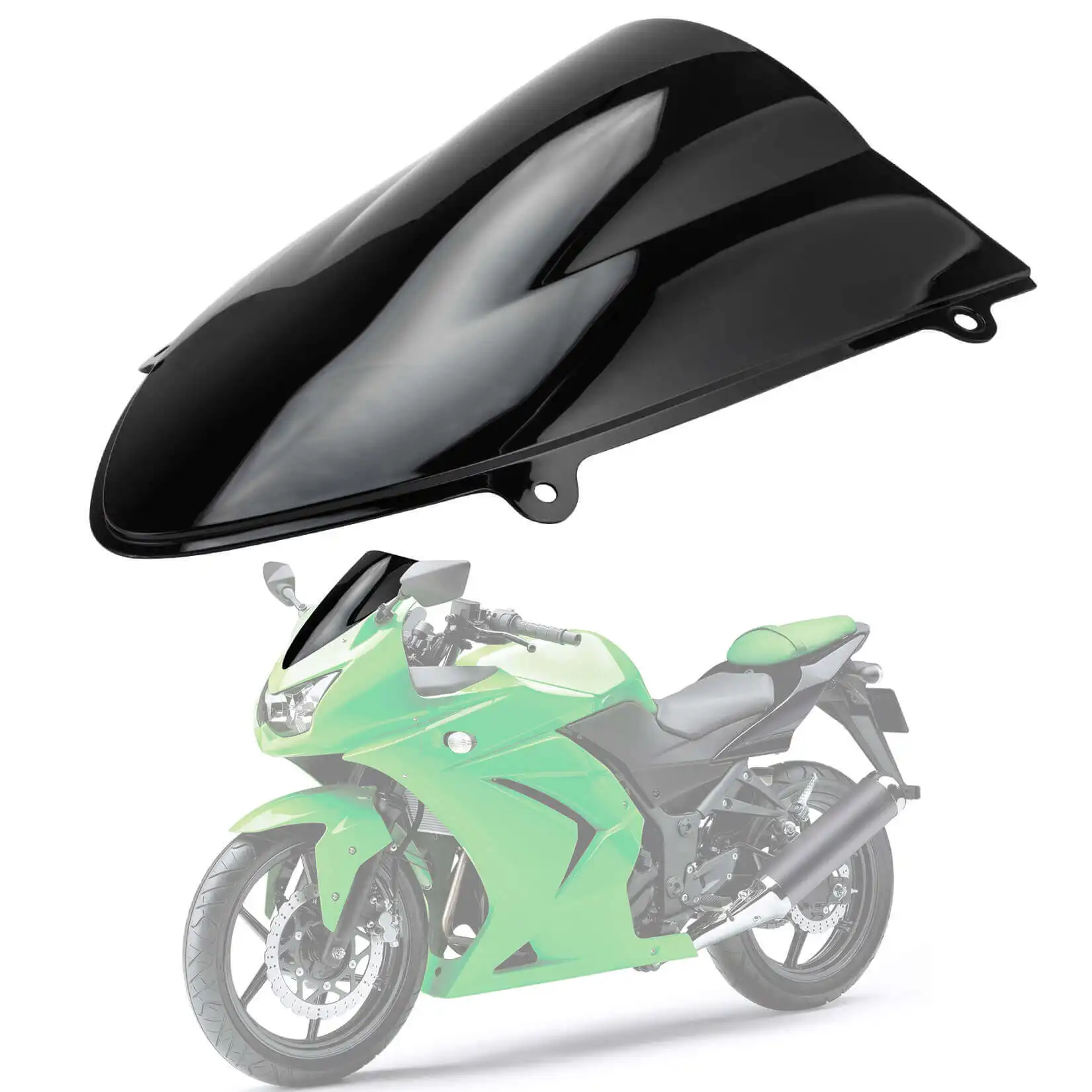 Motorcycle Front Windshield Windscreen Double Bubble Wind Deflector for Kawasaki Ninja 250 250R EX250 R ZX250R 2008-2012