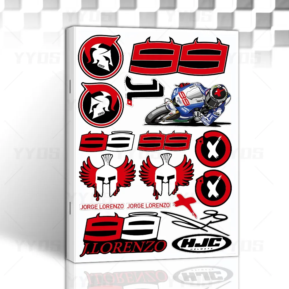 

Reflective Motorcycle Racing Team Rider Number 99 Jorge Lorenzo Helmet Sticker Fuel Tank Decoration Watertight PVC Decals