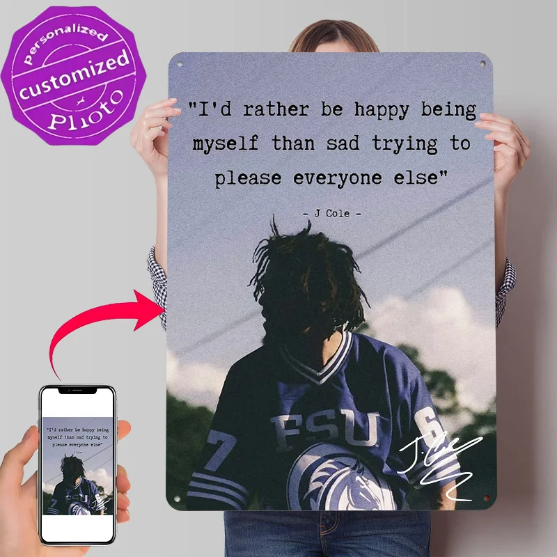 J Cole 3D Texture Printed Poster Custom Vintage Metal Tin Plate Sign for Wall Art Room Decorating Interior Home Decoration House