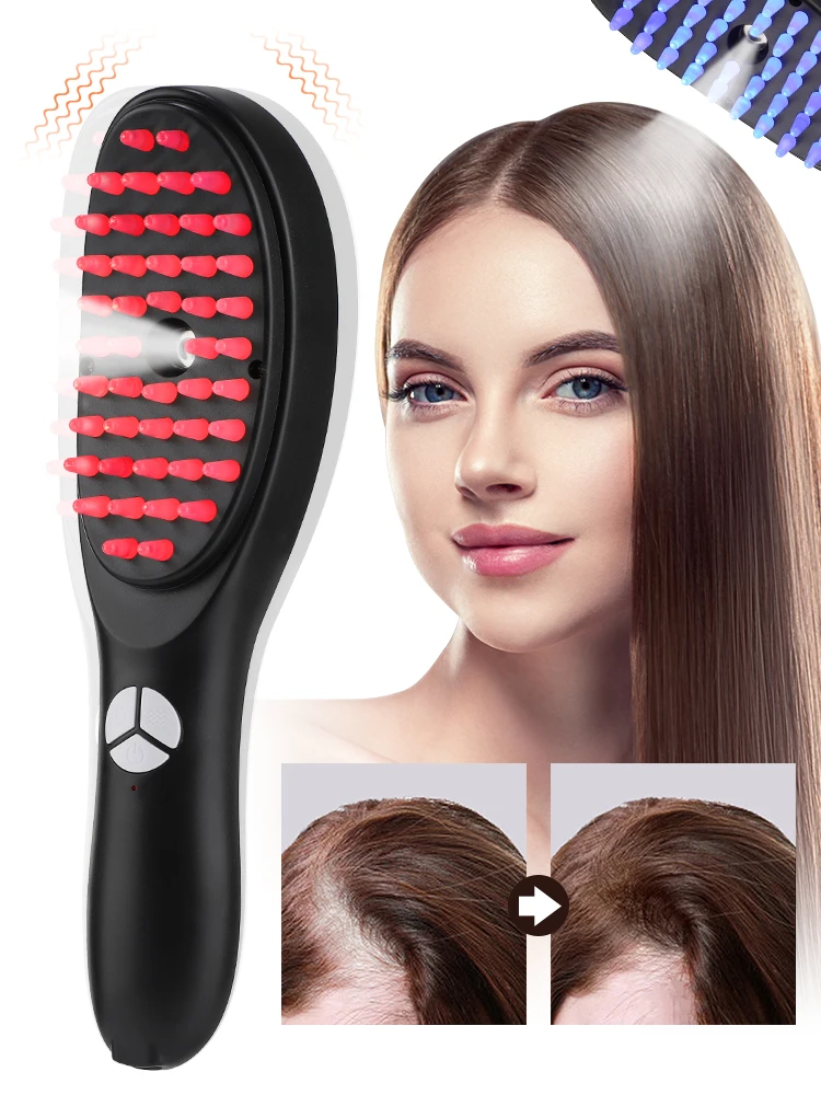 Peigne de Massage électrique en Spray, brosse de Massage de tête vibrante pour la croissance des cheveux, LED Anti-perte de cheveux, médecine liquide pour cuir chevelu, peigne d'atomisation