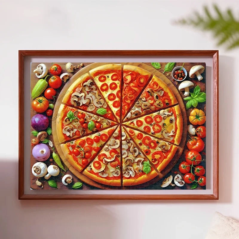 เกมปริศนาพิซซ่า 1000 ชิ้น - จิ๊กซอว์ขนาดใหญ่ เหมาะสำหรับผู้ใหญ่และครอบครัว สนุกคลายเครียด พร้อมกล่องกระดาษแข็ง ประกอบยาก