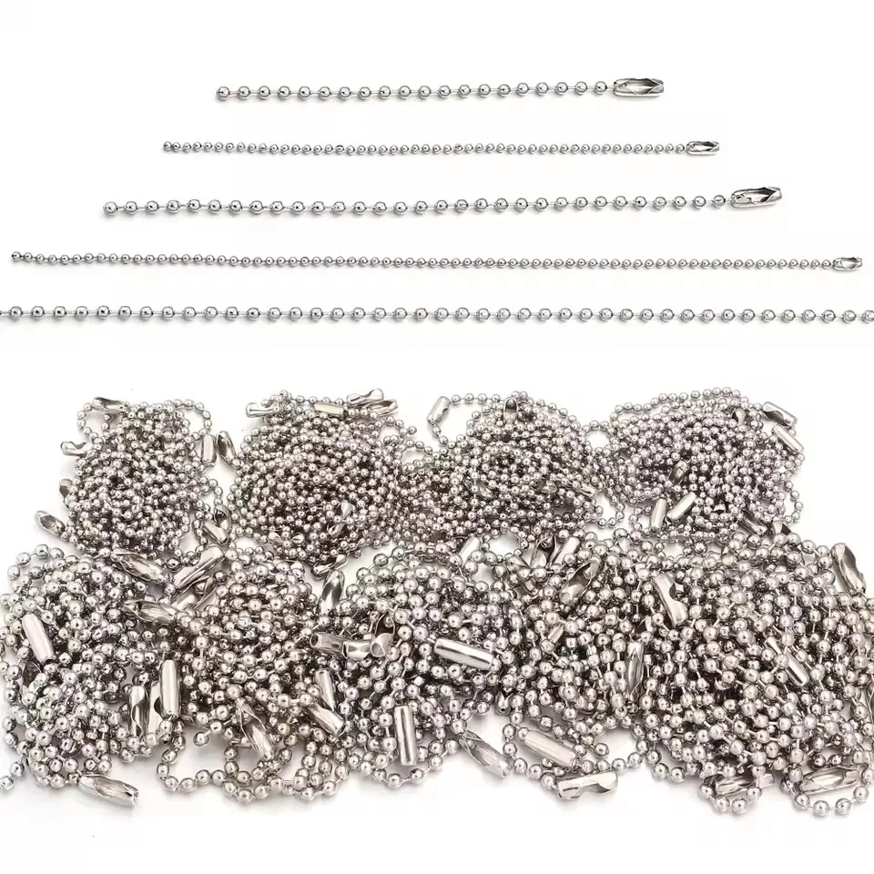 100 piezas de cadenas de bolas de rodio de 8/10/12/15 cm para llaveros DIY, cadenas para placas de identificación de perros, etiquetas de cadena, etiquetas de mano, accesorios para la fabricación de joyas