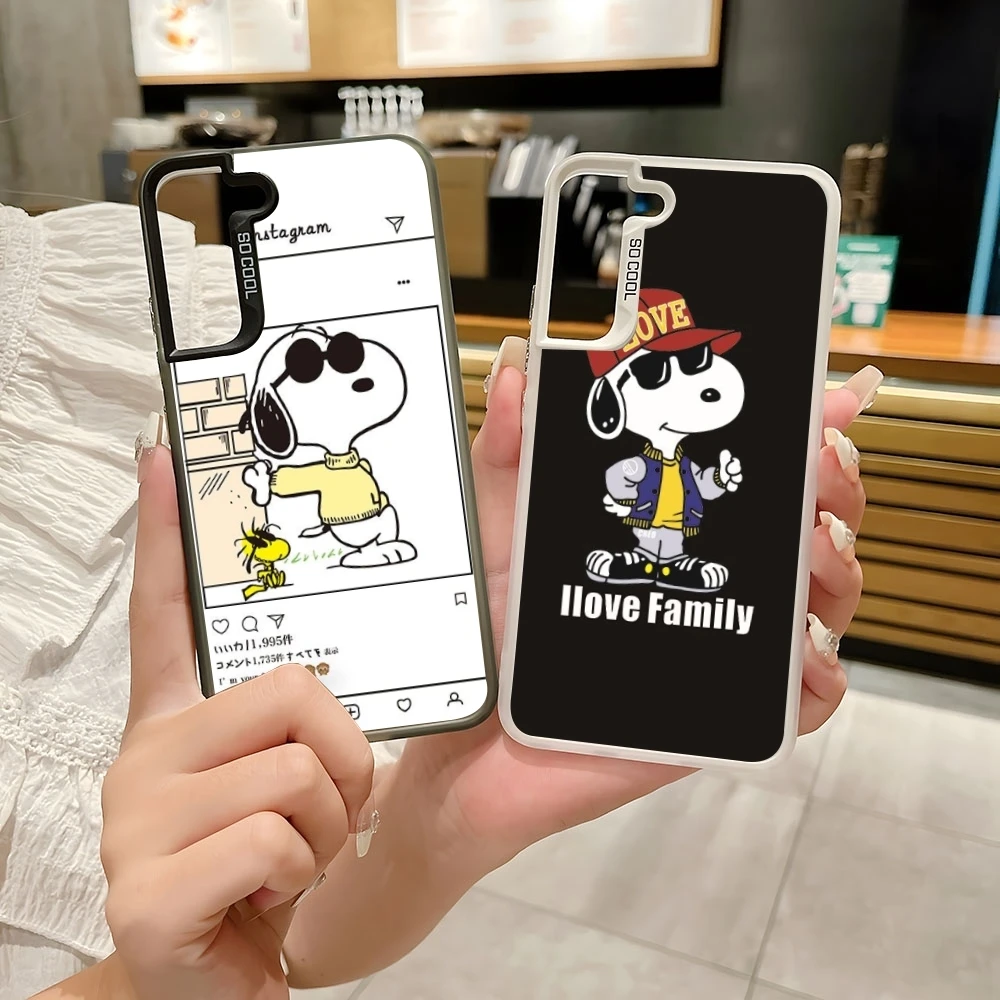 S-Snoopys Cute Cartoon Phone Case Colored Silver Trendy Phone Case For Samsung A 16 04 05 13 14 15 20 22 23 25 31 32 33 34 35 50