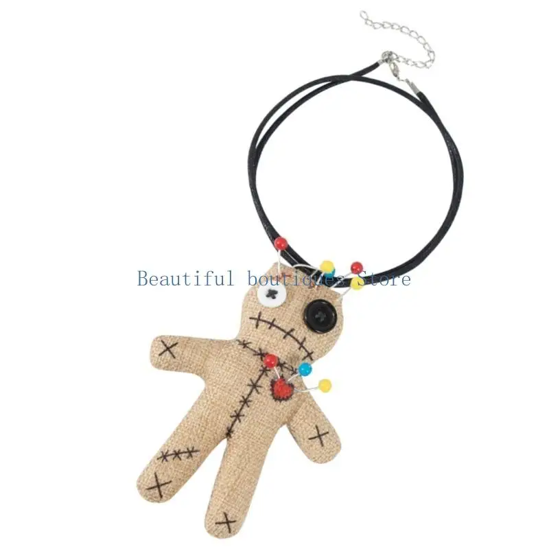 

U4LF Halloween Cosplay Hairhoop Bowknot Hairband Voodoo Doll Necklace Costume Headband Adult Theme Party Subcultures Headwear