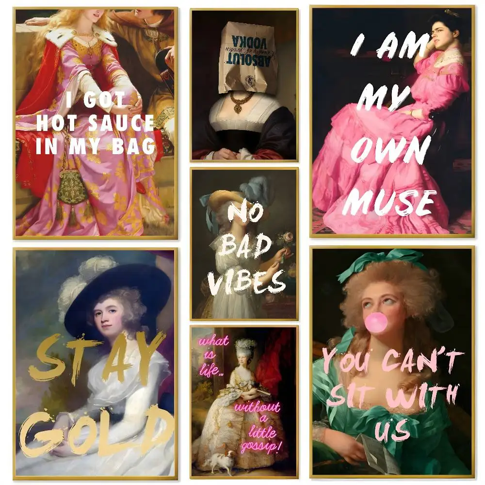 

Lady Portrait Funny Inspirational Quotes Poster Home decor HD sticky wall waterproof home living room bedroom bar decoration