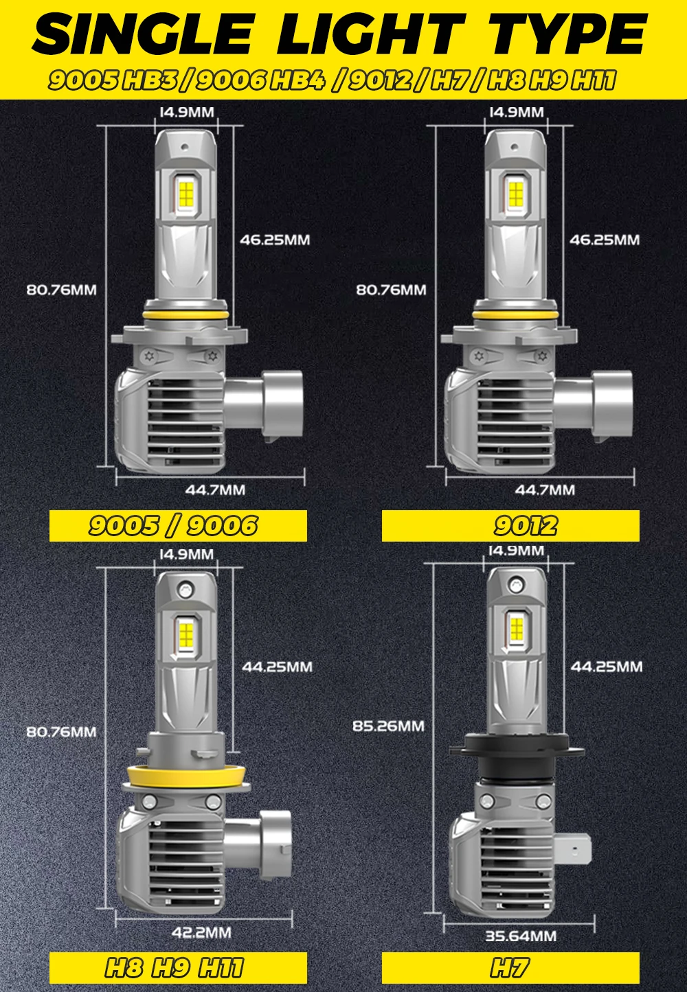 BMTmxs 2PCS with Fan H9 H11 9005 9006 LED Hi/Lo Headlight H8 HB3 HB4 Fog DRL Light For Hyundai Toyota Honda Suzuki Subaru Nissan