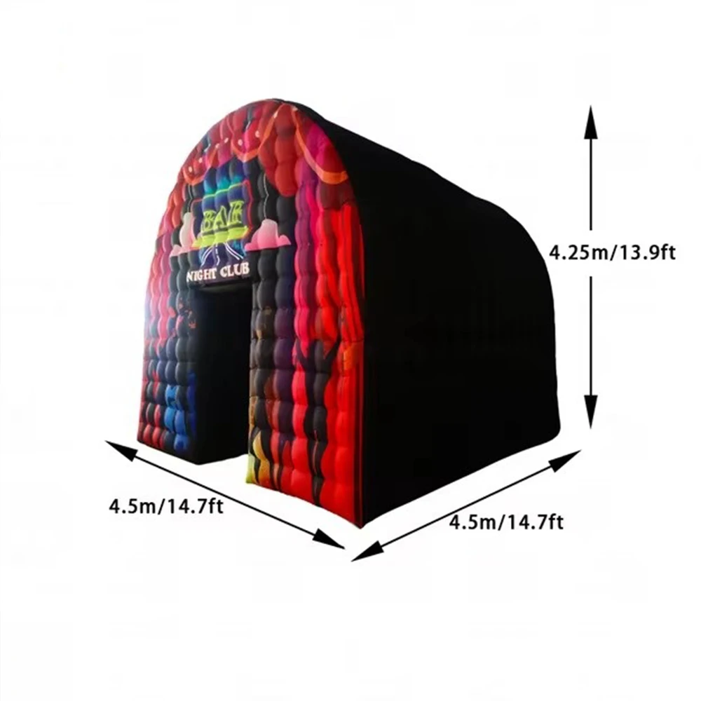 Commercial Grade Black Disco House Inflatable Night Club Bar Square Gazebo Event Room  Inflatable Party Tent for Backyard Party