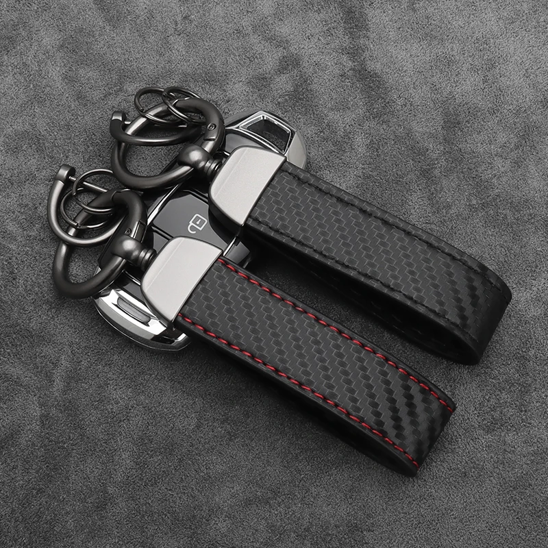 Chaveiro de liga de zinco de couro de fibra de carbono moda masculina feminino presentes criativo universal chaveiro de carro acessórios automotivos