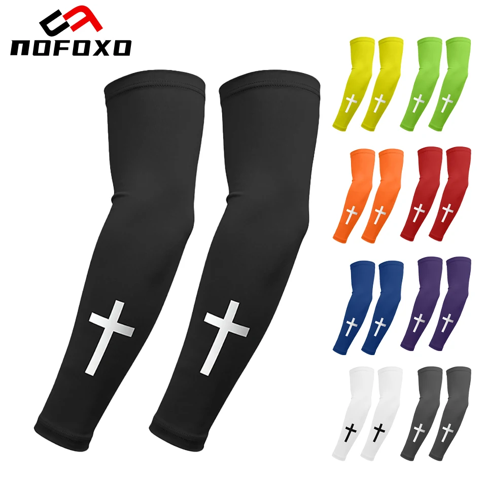 NOFOXO Ice Silk Arm Sleeves Sun Protection Cross Quick-drying Cooling Sports Cycling Working Men Women Outdoor Sports Running