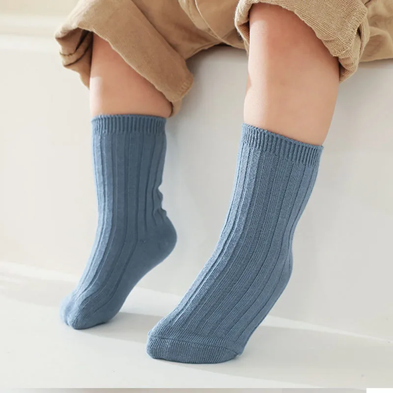 Baby Socks Cotton Kids Socks 2024 Autumn Winter Children\'s Socks Solid Color Striped Toddler Infant Sock for Boys Girls Socks