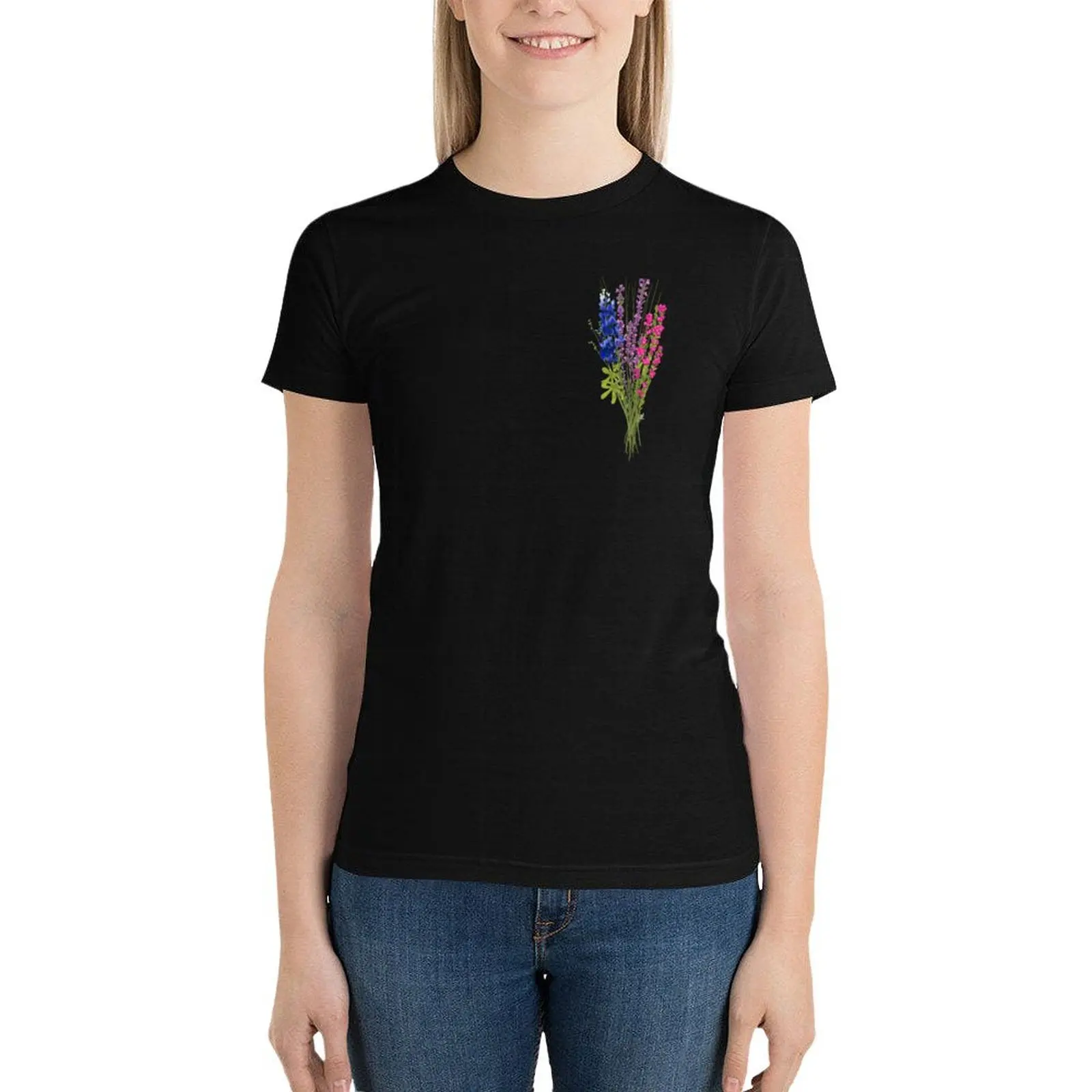 

subtle bi pride flowers T-Shirt cute tops tees t-shirts for Women cotton