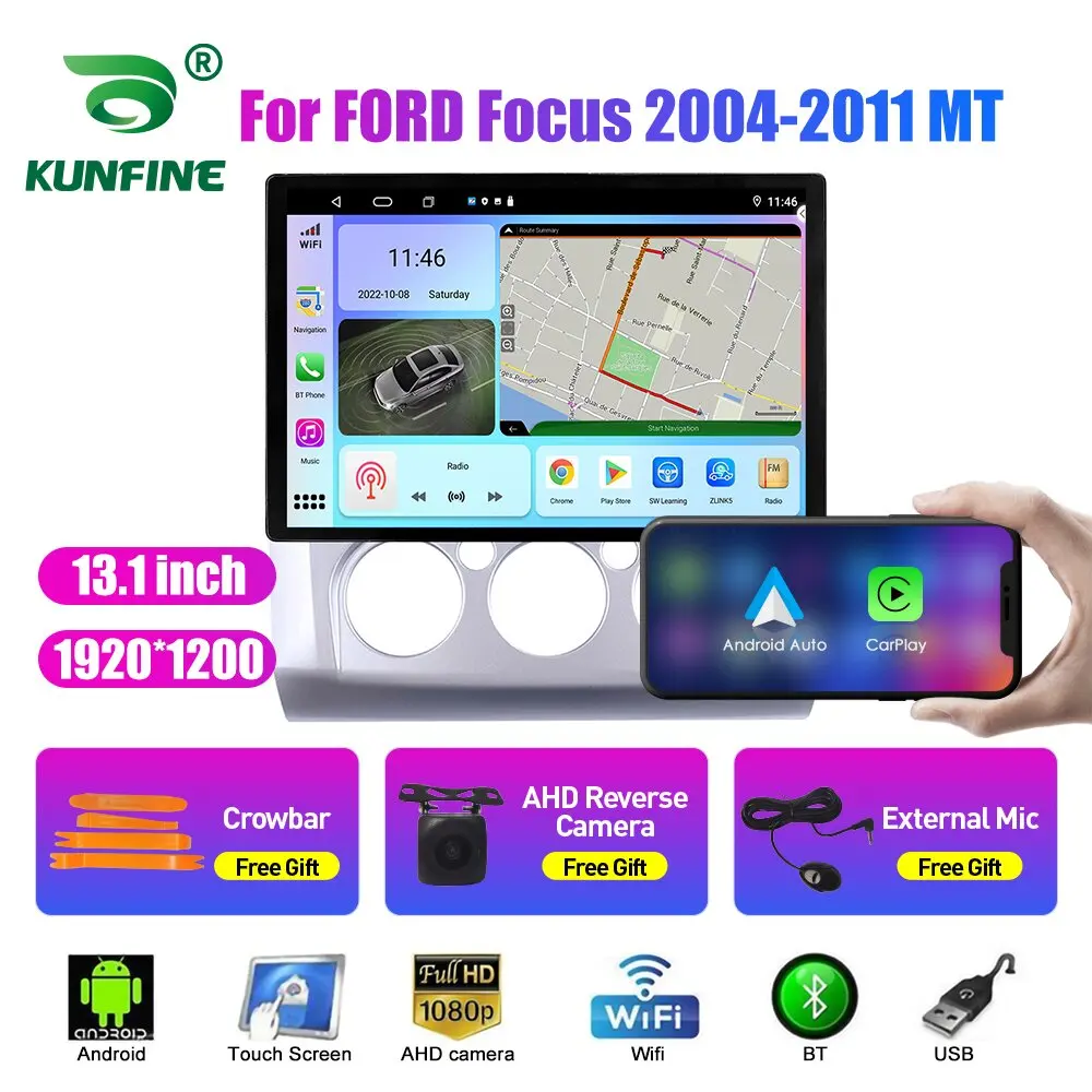 Rádio Automotivo de 13.1 Polegadas para FORD Focus 2004 2005 2006-11 DVD Automotivo GPS Navegação Estéreo Carplay 2Din Central Multimídia Android Auto