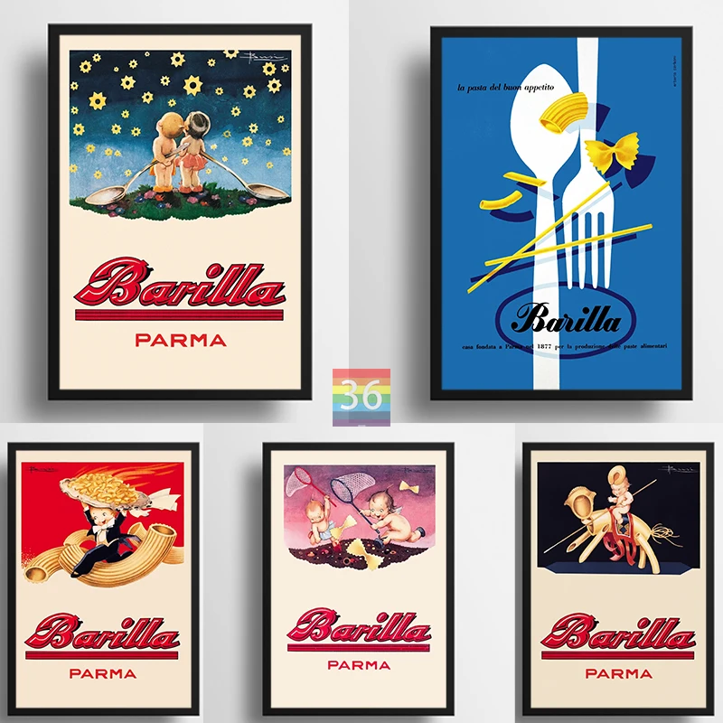 Barilla Parma Vintage Poster italienisches Essen Leinwand druck Einweihung geschenk italienisches Essen antiker Druck Essen & Trinken Küche Wand kunst