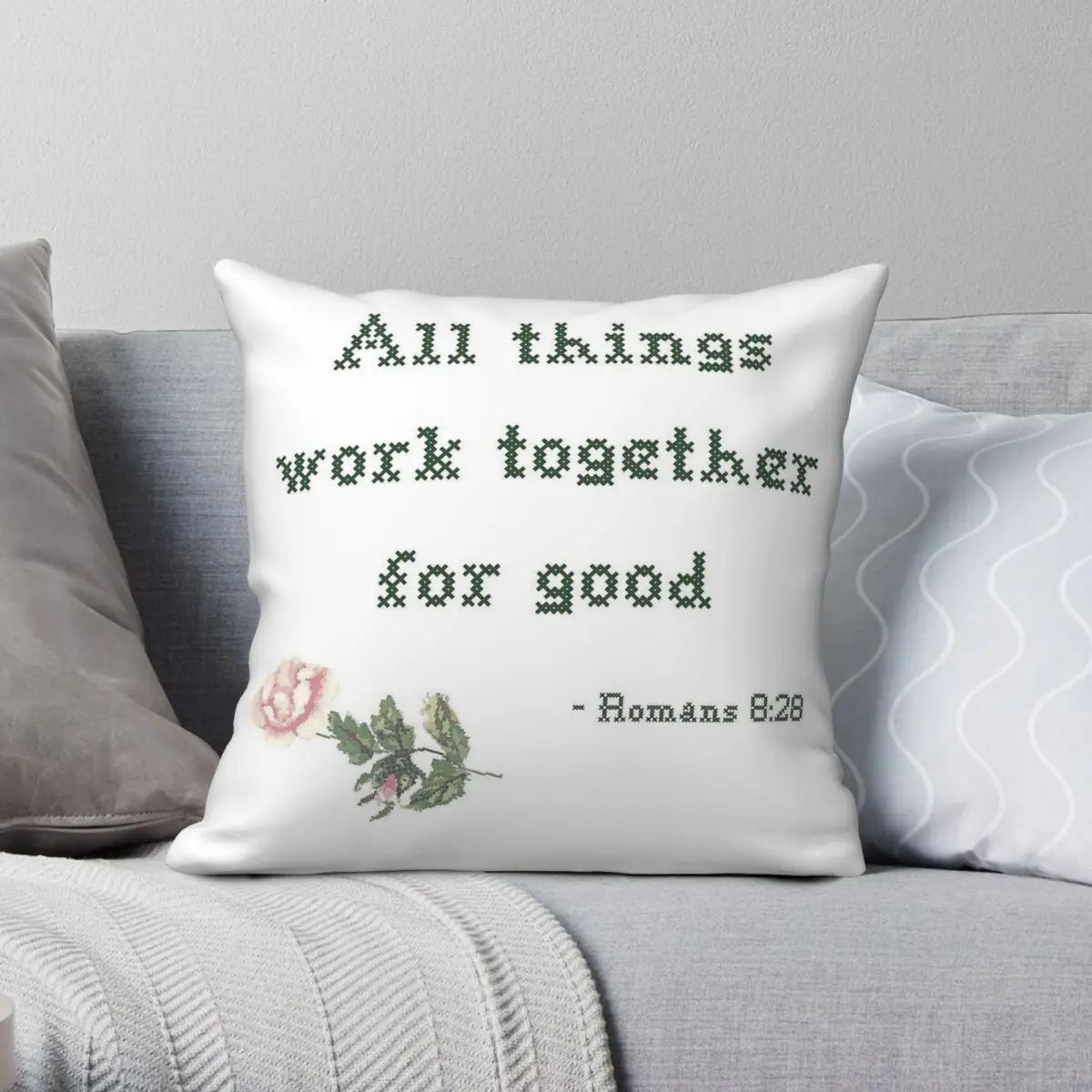 All Things Work Together For Good Square Pillowcase Polyester Linen Velvet Pattern Zip Throw Pillow Case Sofa Cushion Cover