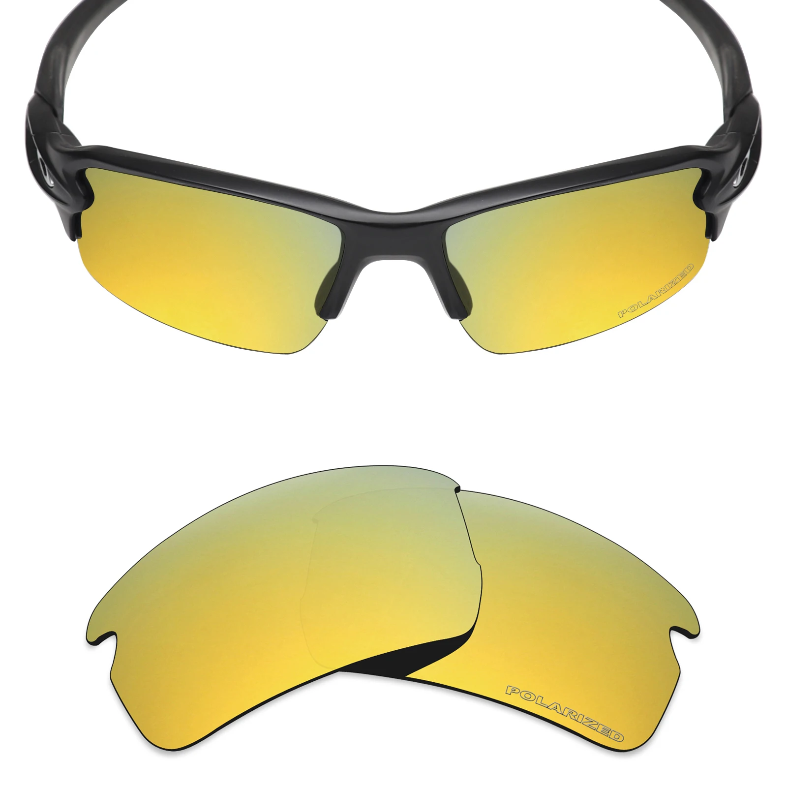 Ezoptix123 Substituição de lentes polarizadas / não polarizadas anti-sal gravada para óculos de sol Oakley Flak 2.0 Asian Fit OO9271 - 61 mm