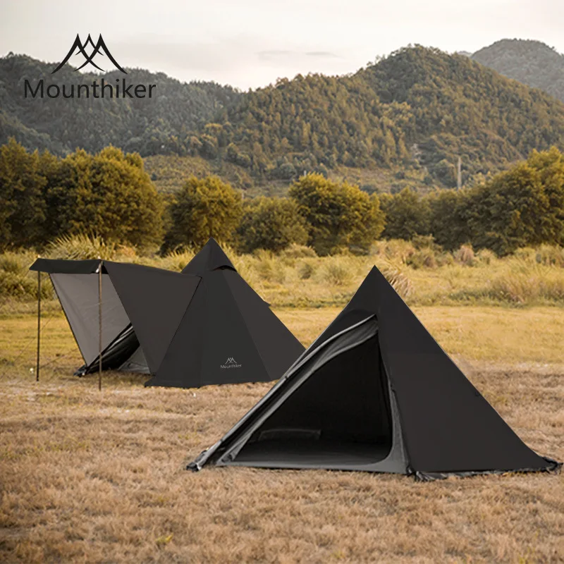 3-4 Person Outdoor Pyramid Tent With Inner Tent With Tarp Family Picnic Backpacking Hiking Travel Equipment Camping Teepee Tents