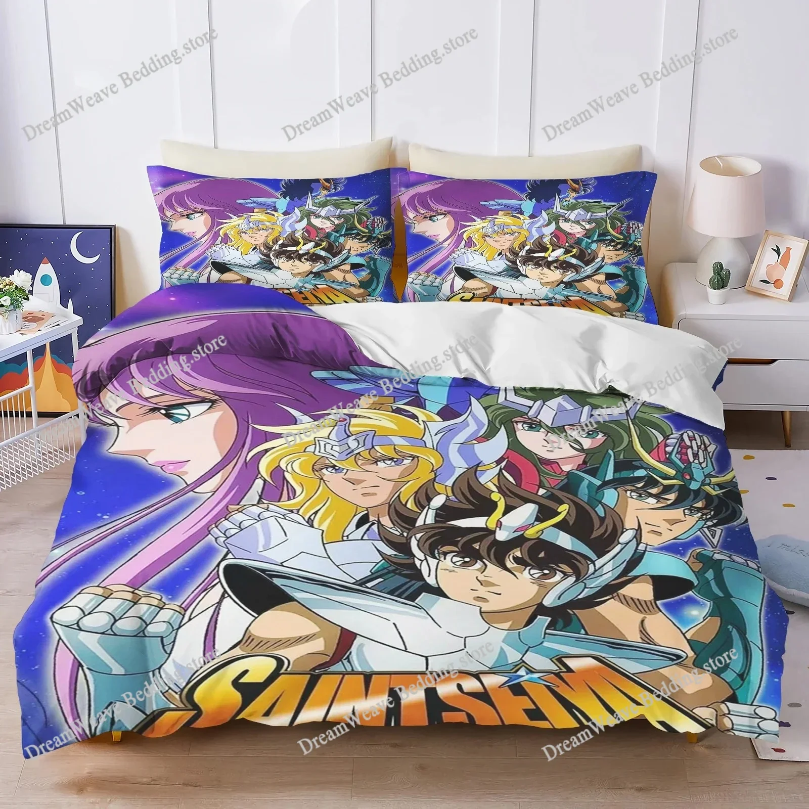 3D Printed Anime S-Saint Seiya Bedding Set Duvet Cover Bedroom Comforter Single Twin King _Size Quilt Cover Home Textiles