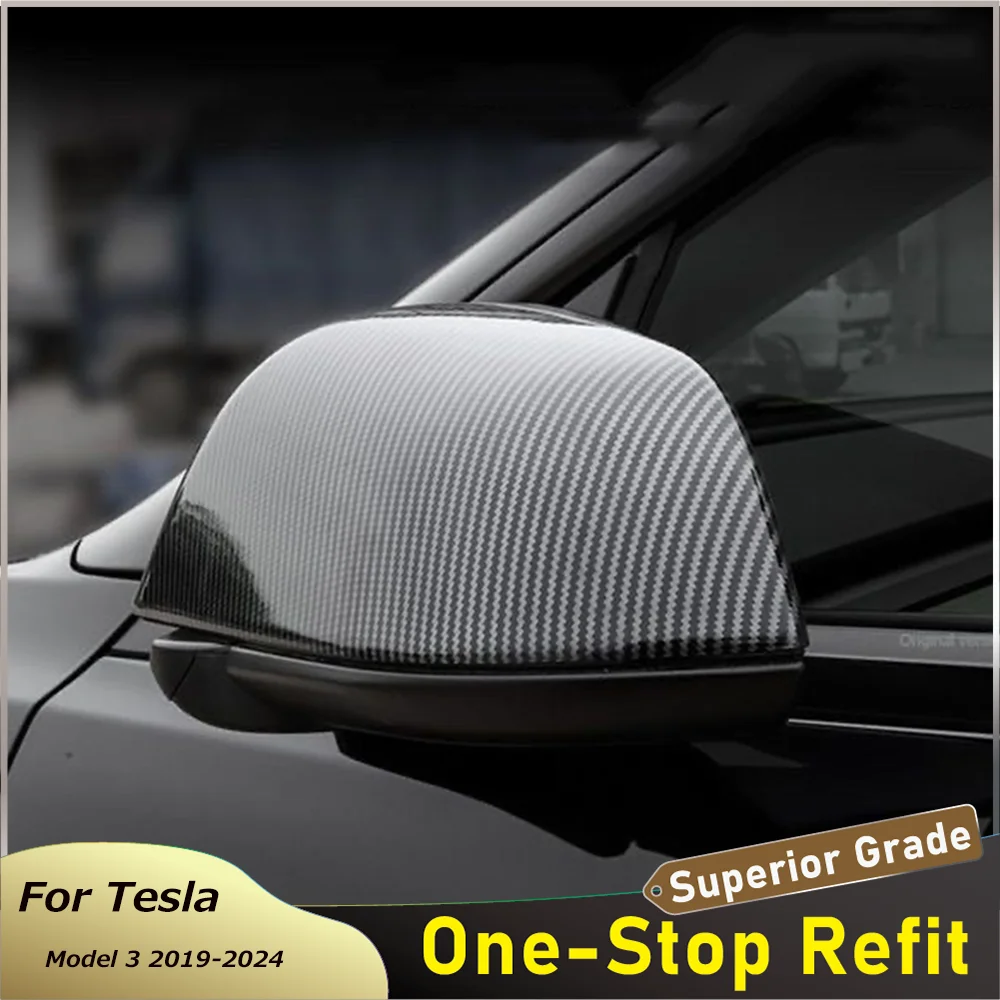 2019 to 2024 For Tesla Model 3 ABS Material Car Rear View Mirror Trims Cover Frame Exterior Protection