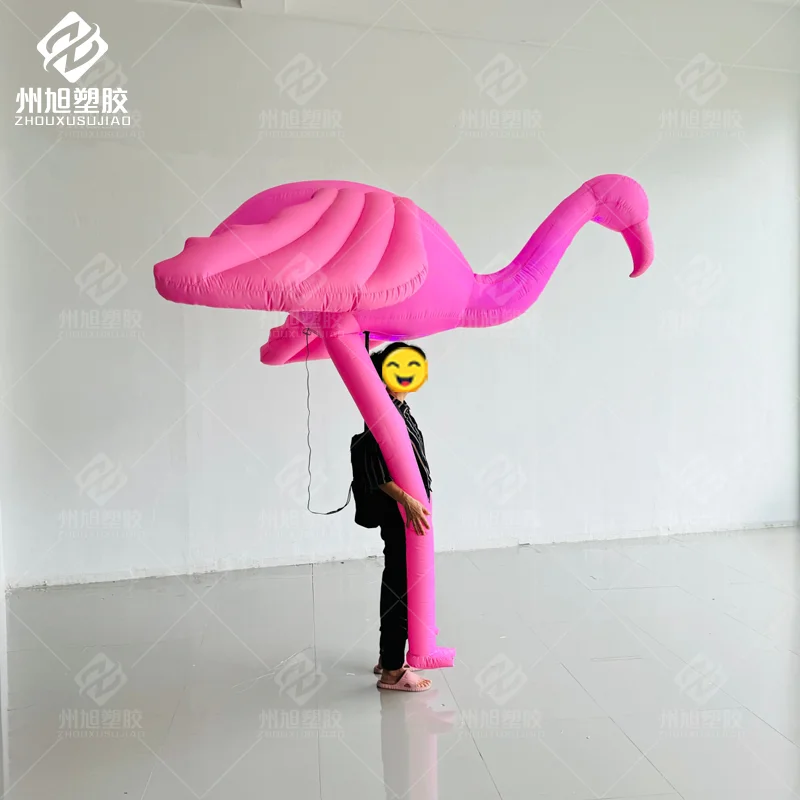 Customized Inflatable Back-Carry Flamingo Inflatable Animal, for Halloween, Carnival, Party, Holiday Parade Interactive Events