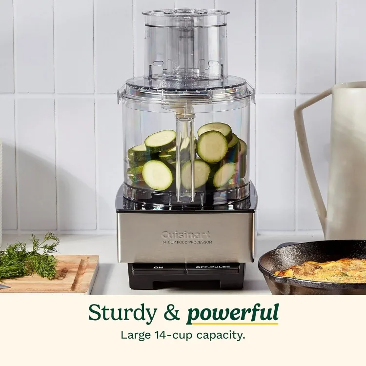 Food Processor 14-Cup Vegetable Chopper for Mincing, Dicing, Shredding, Puree & Kneading Dough, Stainless Steel, DFP-14BCNY