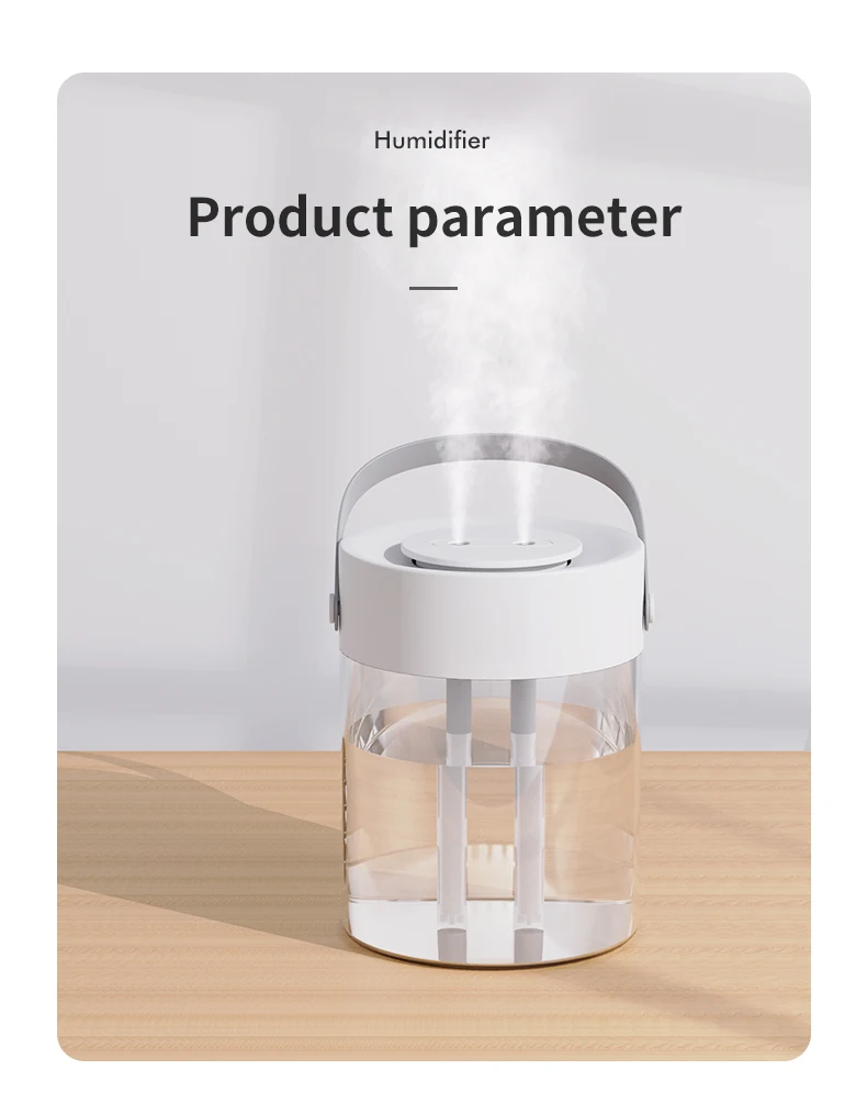 Neue 3L Doppel Spray Luftbefeuchter Zerstäuber Usb Große Kapazität Hause Stumm Schlafzimmer Büro Nachtlicht Digital Display Luftbefeuchter – Detail 11