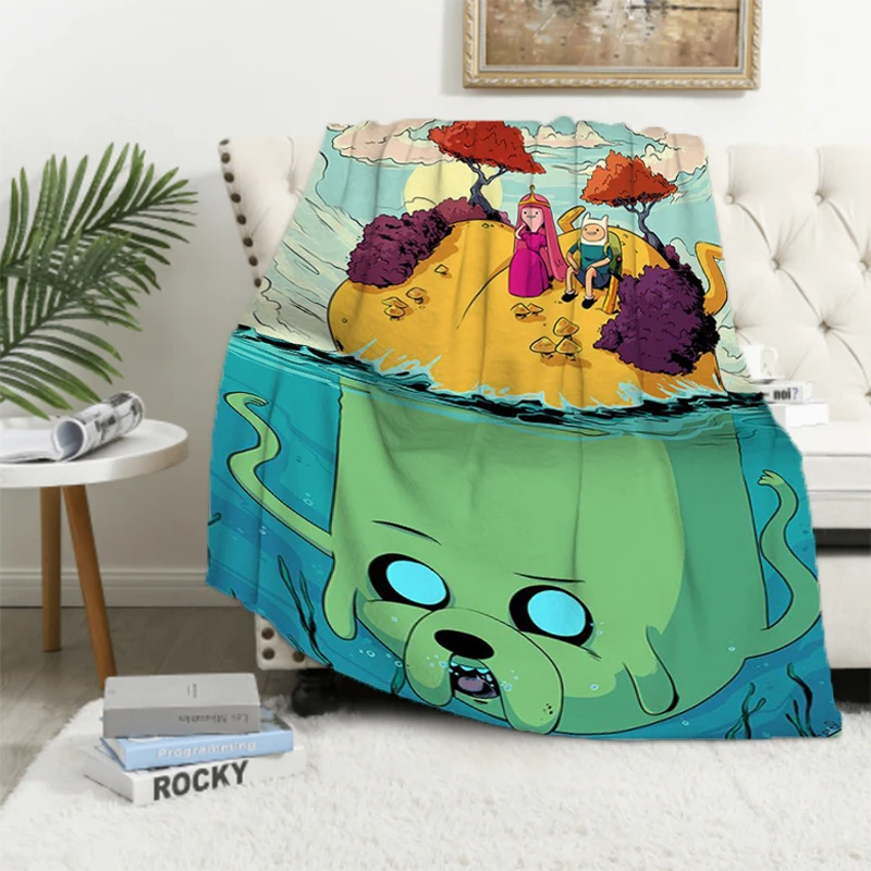 Anime Adventure Time Child Blanket Double Bed Blankets for Decorative Sofa Furry Summer Comforter Fluffy Soft Blankets & Throws